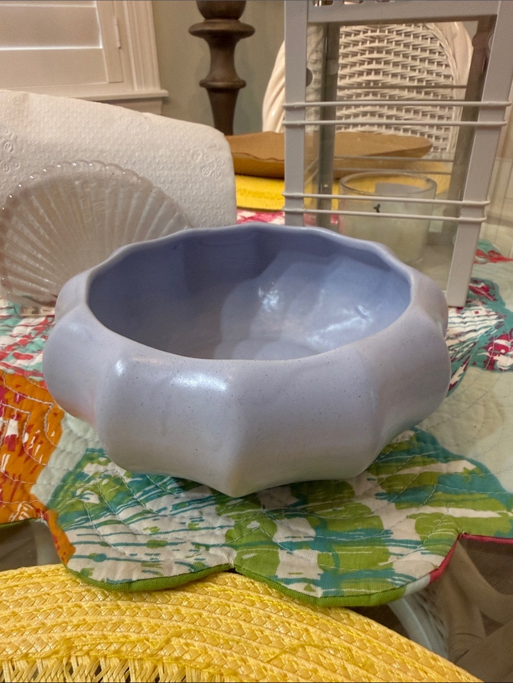 Iconic MCM Vintage Haeger USA Periwinkle Blue Fluted Planter Bowl